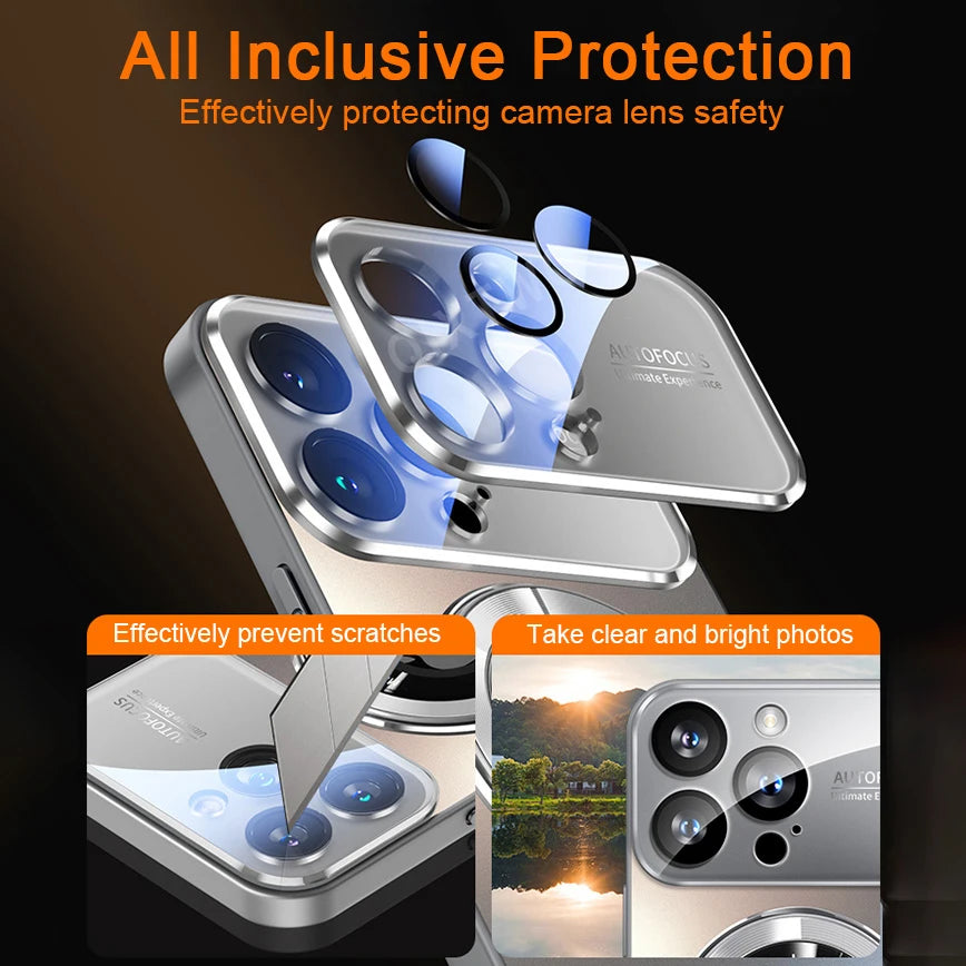 QIXTWO Luxury Glass Camera MagSafe iPhone Case | Tempered Glass Lens Shockproof Cover iPhone 17–11