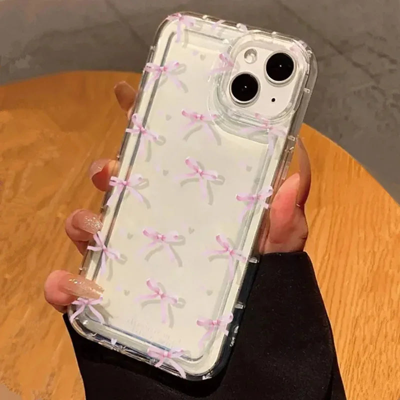 Soft Pink Heart Bow Clear iPhone Case for Women