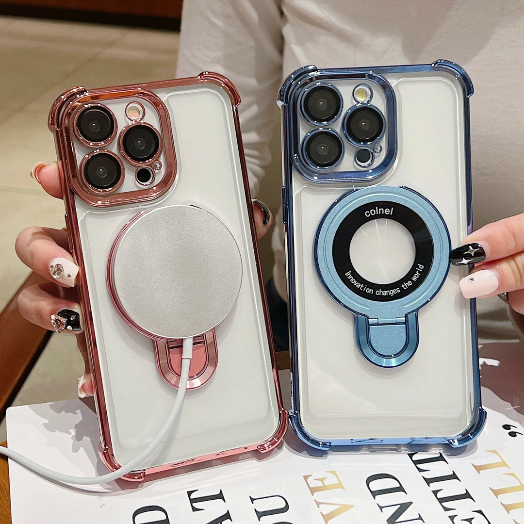 EIENACOCO Magnetic Bracket iPhone Case | MagSafe Ring Kickstand Shockproof | iPhone 17–12 Pro Max