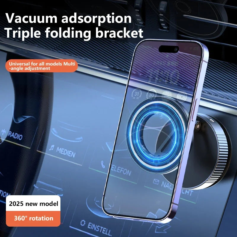 BMAD 16-Magnet Vacuum Car Phone Holder | 360° Foldable Aluminum | Dashboard Windshield Live Stream