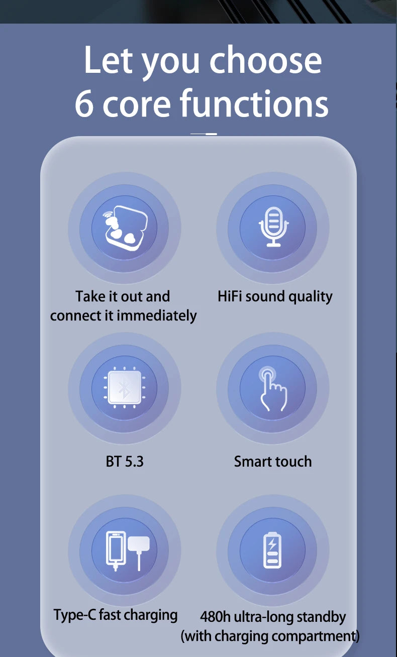 OLOEY Mini TWS Bluetooth 5.3 Earbuds - Compact Noise Cancellation