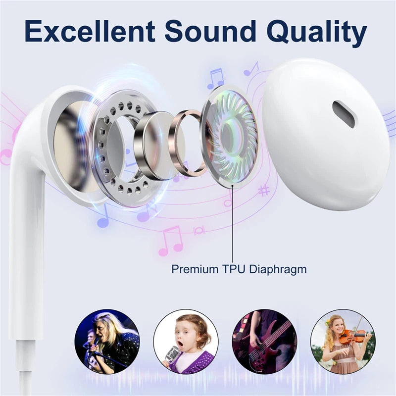 Wired Earbuds – 3.5mm & Type-C HiFi Stereo Headphones with Mic