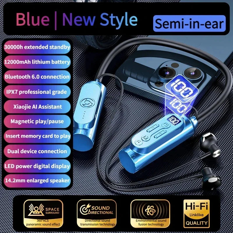 Luxuglow Waterproof Neckband Bluetooth Earphones with Power Bank