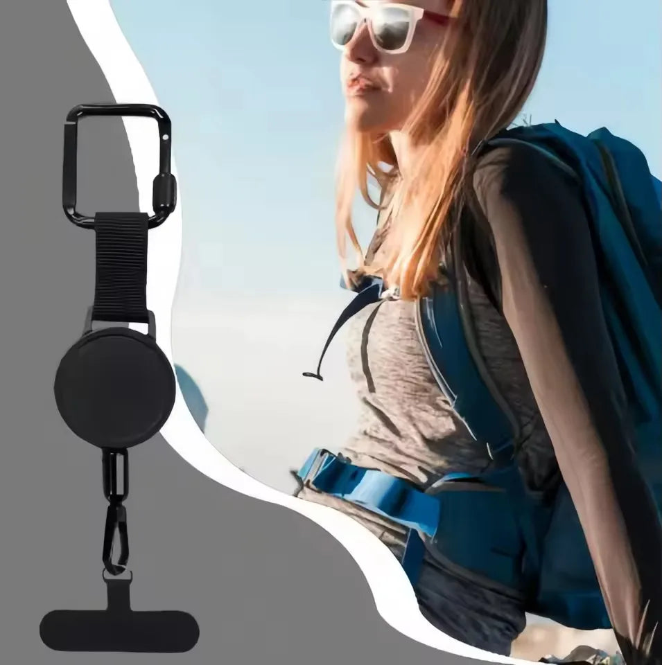 Retractable Anti-Theft Phone Lanyard | Safety Tether Carabiner for Hiking Cycling Climbing Skiing