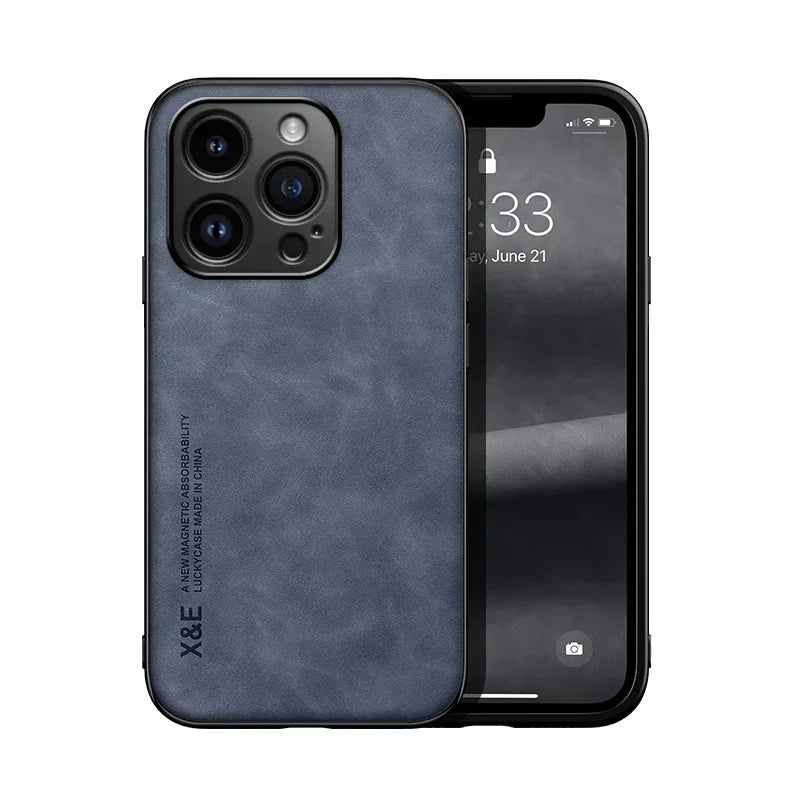 Buy Luxury Leather iPhone Case 2026 – Magnetic Car Holder | Free Shipping & Fast Delivery