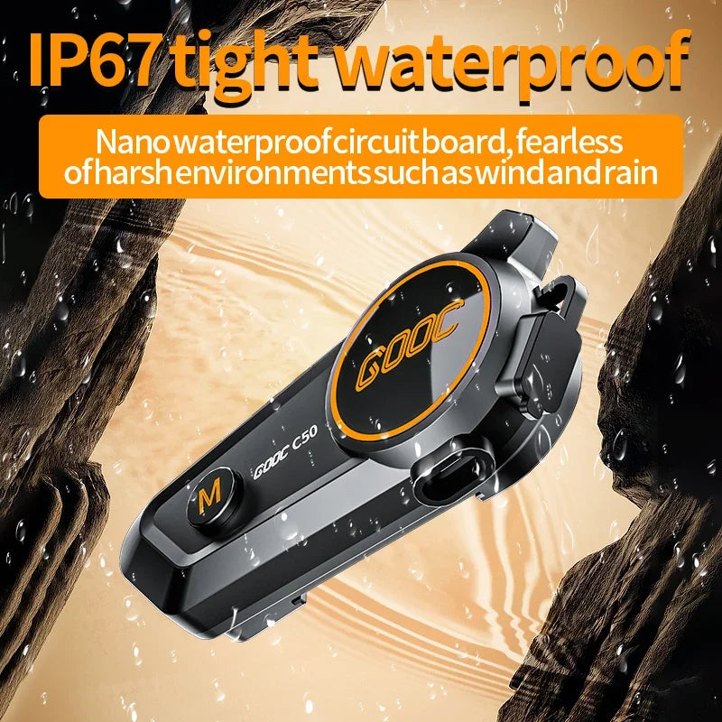VELEV C50 Waterproof Bluetooth Motorcycle Helmet Headset — waterproof motorcycle helmet headset