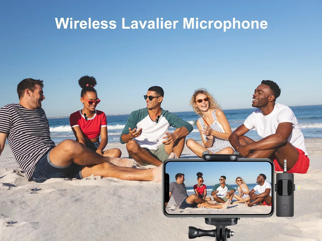 VIKEFON 3-in-1 Wireless Lavalier Microphone for iPhone, Android, DSLR & PC