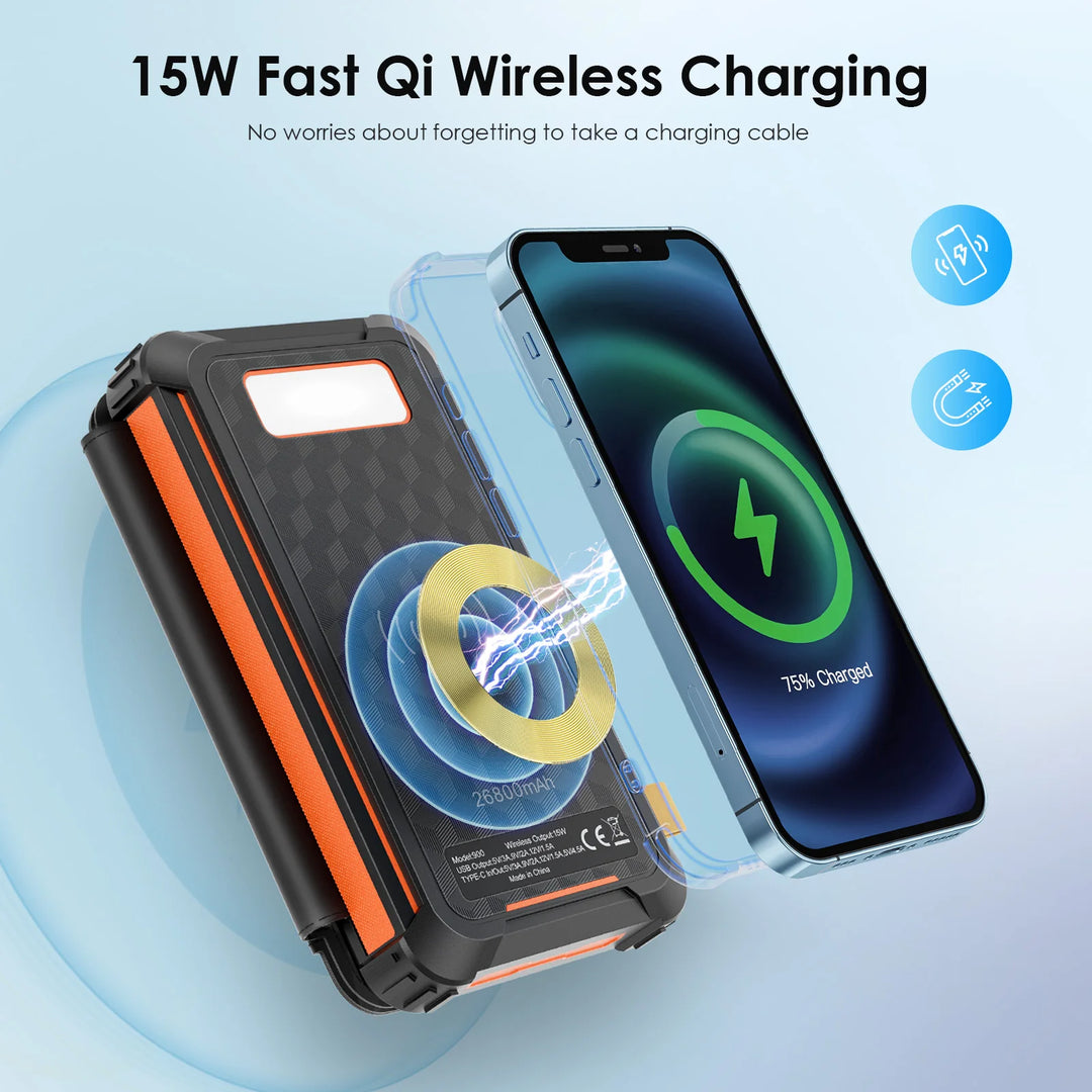 Top 26800mAh Solar Wireless Power Bank — power bank 26800mah