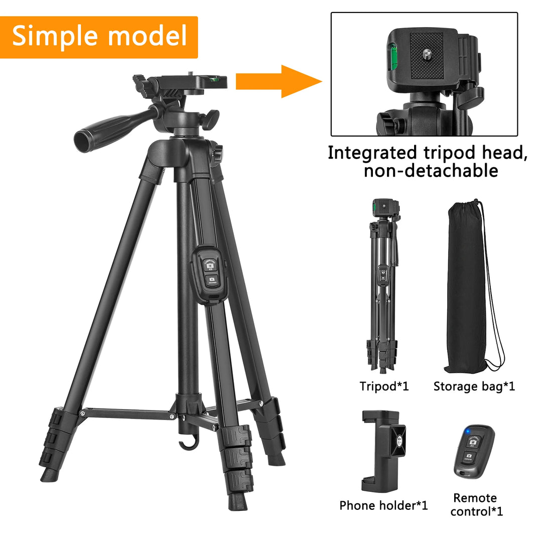 60" Aluminum Tripod with Remote DSLR Phone Camera Stand