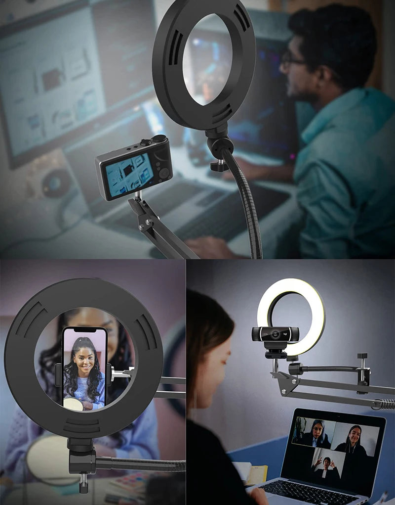ERIKOLE Overhead Phone Tripod with Ring Light | Desktop Stand for Video Recording & Filming
