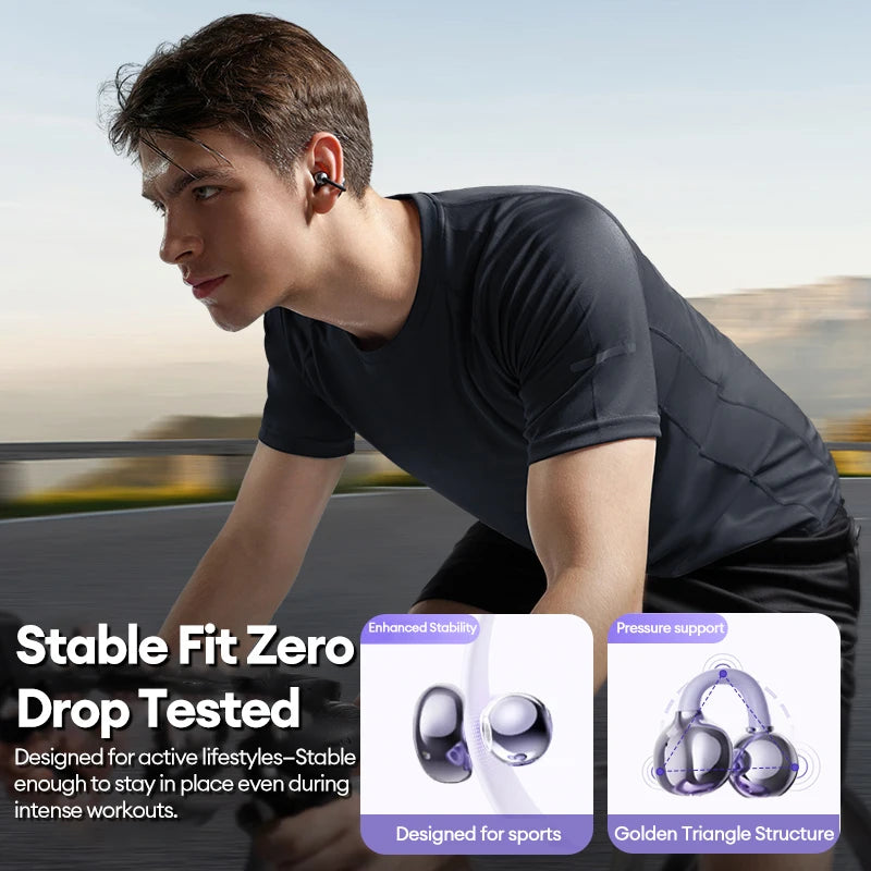 Lenovo LE302 Bluetooth 6.0 Ear Clip Headphones | ANC HiFi Stereo | Waterproof Sports Earphones
