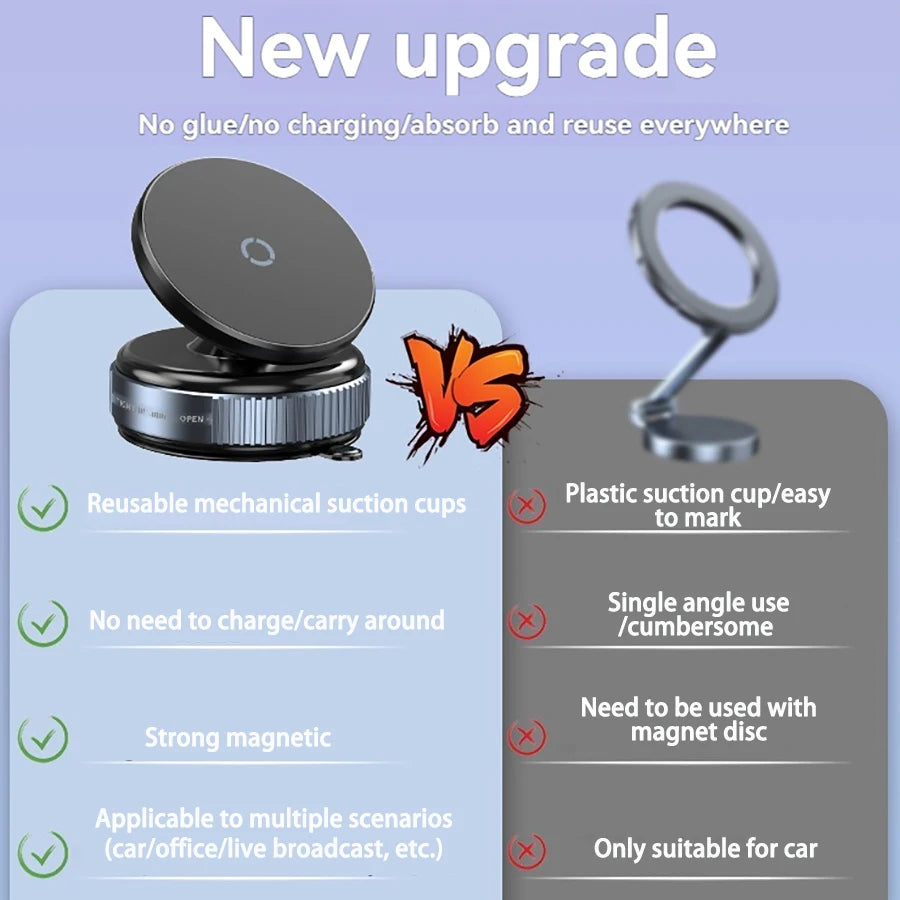 YLZ MagSafe Magnetic Vacuum Car Phone Holder | 360° Windshield Dashboard Mount for iPhone Android