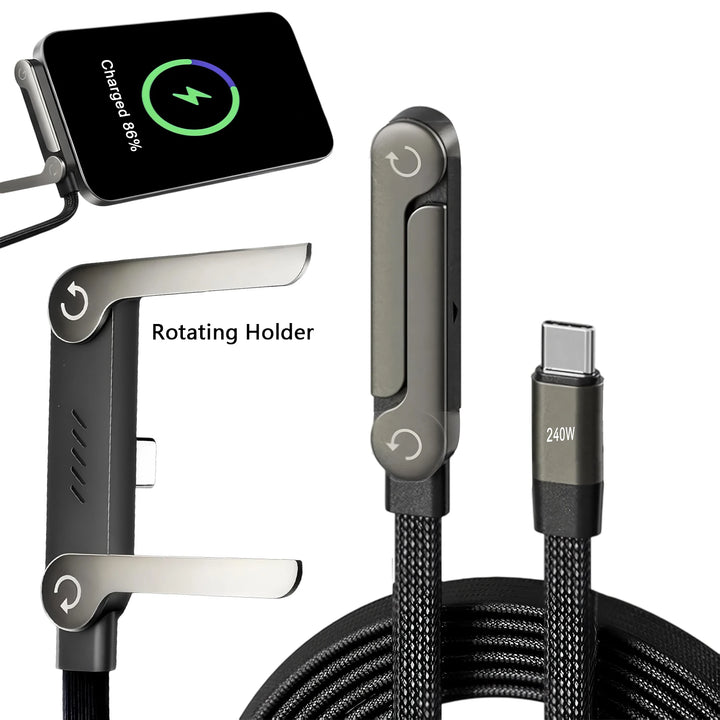 BESY 2-in-1 Type-C Cable Phone Holder – 240W Fast Charging Bracket