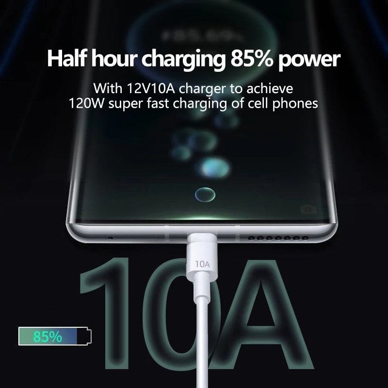 3-Pack 100W 10A USB-A to USB-C Super Fast Charging Cable | Quick Charge Cord Xiaomi Samsung Huawei