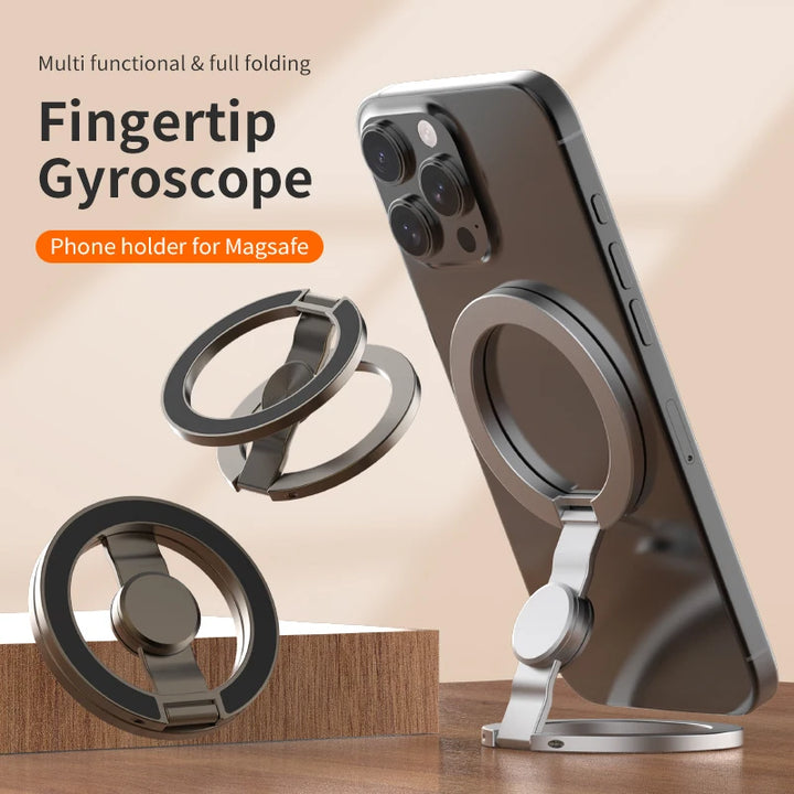 2025 Double-Sided MagSafe Phone Holder for iPhone 14/15/16, Foldable 360° Rotating Stand with Strong Magnet & Finger Grip Support