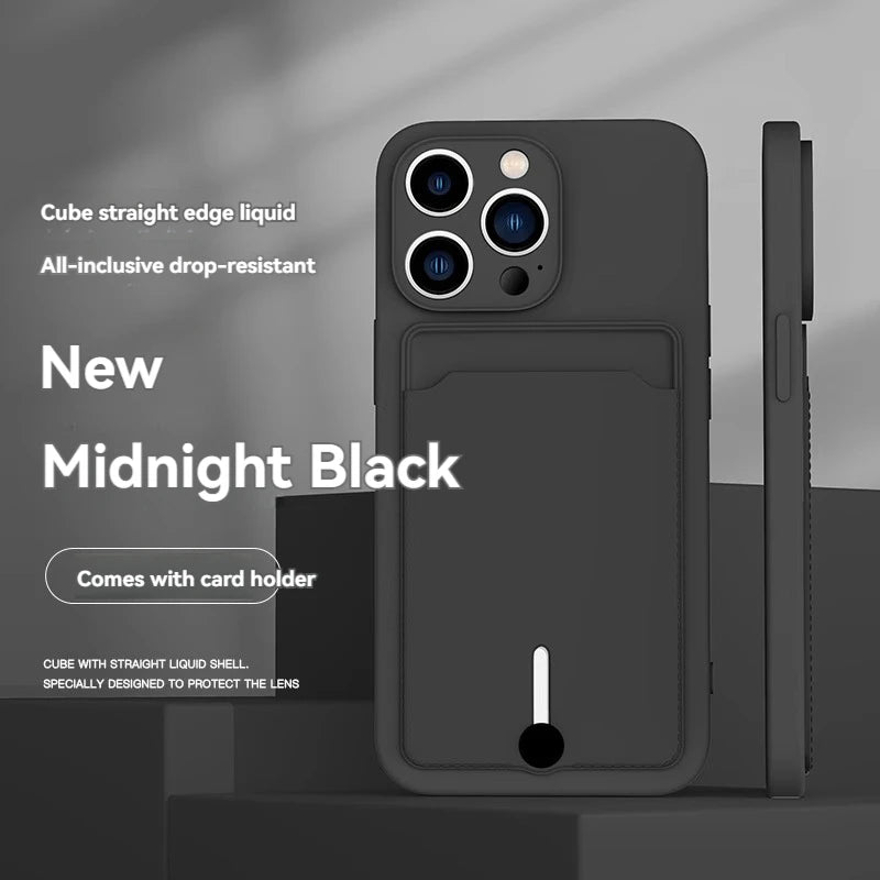 Clear TPU Phone Case with Card Slot iPhone 11-16 Pro Max