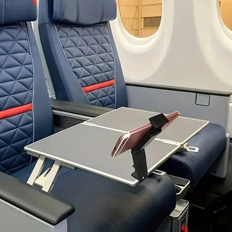 Airplane phone holder for tray table and seat back, image 2