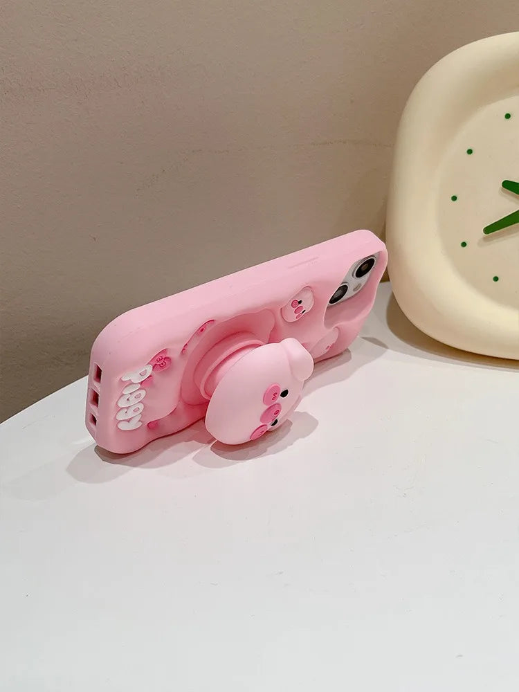 3D Pig iPhone Case with Kickstand for iPhone 11-15 Pro Max — 3d pig phonecase