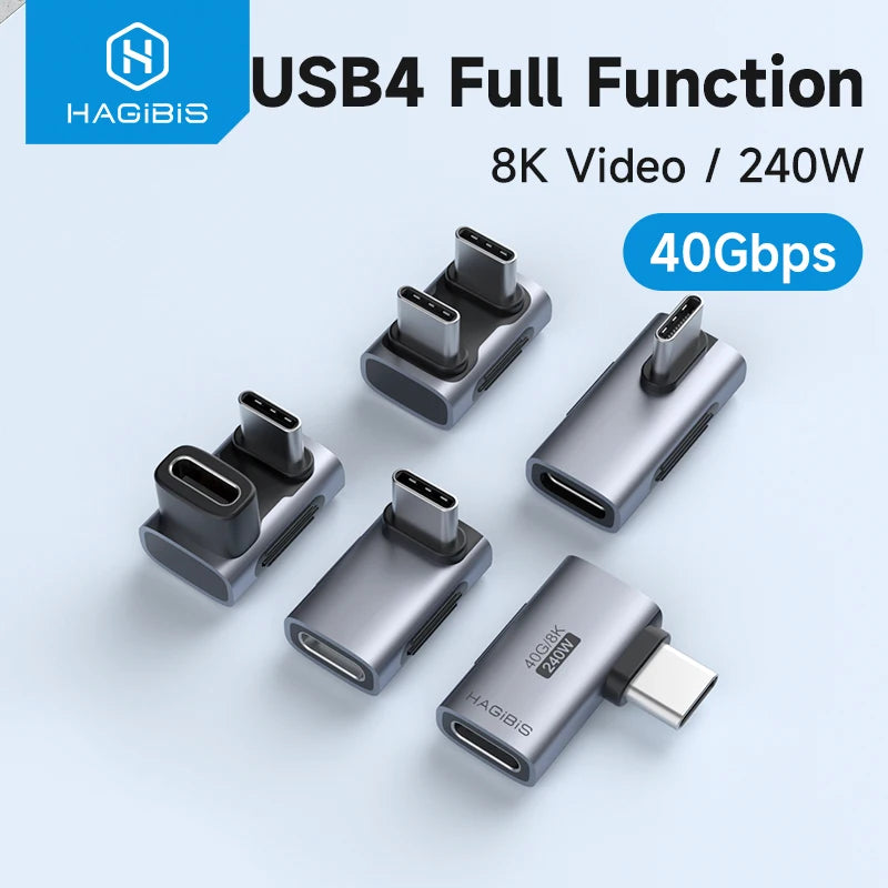 Hagibis 240W USB-C Adapter 40Gbps 8K 90° | USB4 Thunderbolt 4/3 MacBook iPhone 17 Converter