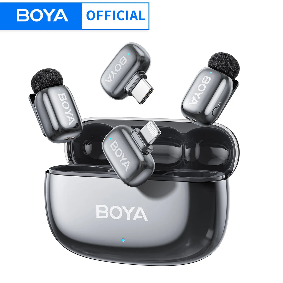BOYA Mini 2 Wireless Lavalier Mic | AI Noise Cancellation 24-Bit for iPhone Android