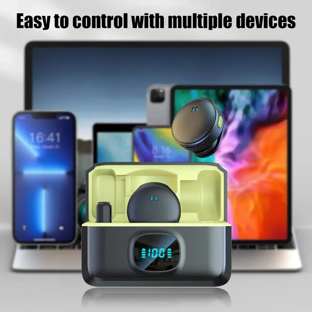 Wireless Lavalier Microphone 2.4GHz | Magnetic Clip-On Mic with Charging Case for iPhone Android