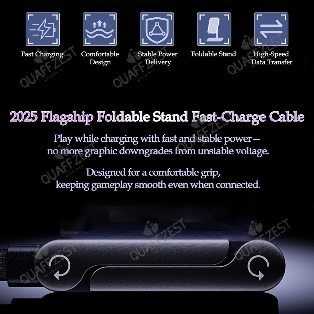 EOENKK 240W Fast Charging Cable – 2-in-1 Foldable Phone Holder for Gaming