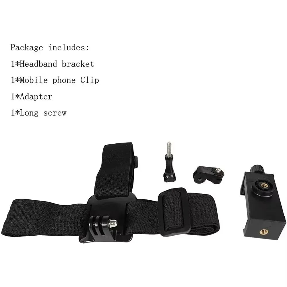 Head-Mounted Phone Holder – First Person POV Headband Bracket for Live Video