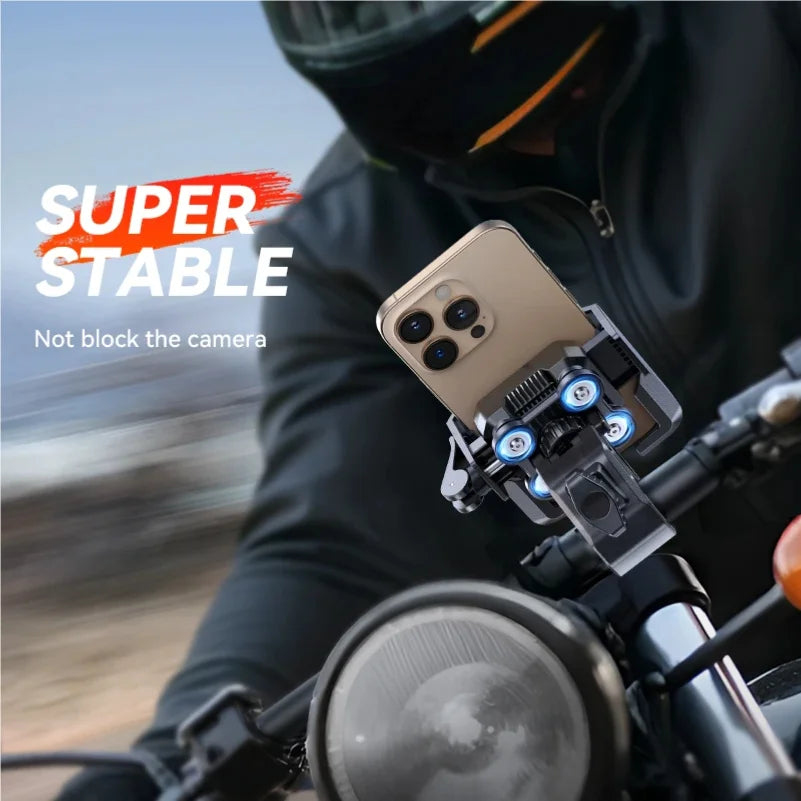 JOYROOM Motorcycle Phone Mount – Dual Shock Absorber Bike Holder 4.7''–7''