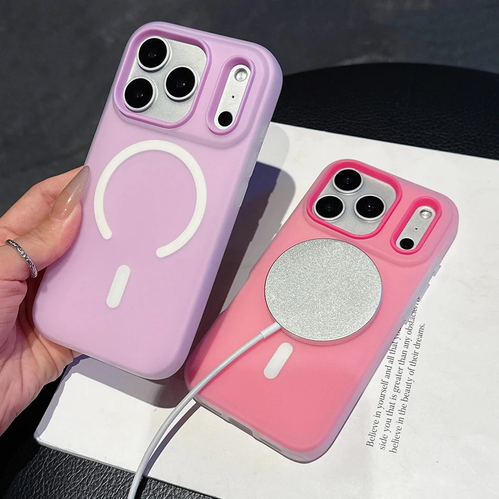 2-in-1 Candy Color MagSafe iPhone Case | Magnetic Wireless Charging Cover iPhone 17–11 Pro Max