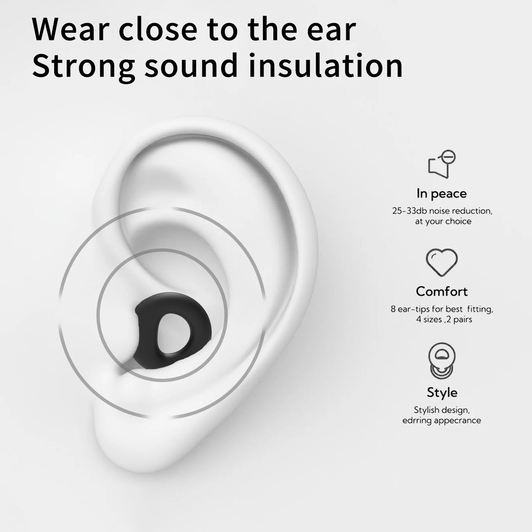 Silicone Earplugs 4 Sizes Hypoallergenic Reusable Noise Reducing
