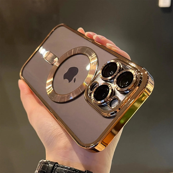 QIXTWO Luxury Plating Clear MagSafe iPhone Case | Magnetic Shockproof Transparent Cover iPhone 17–11