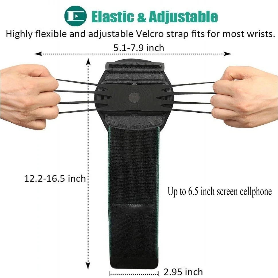 360° Rotatable Sports Wristband Phone Holder – Running Armband for Hiking Biking