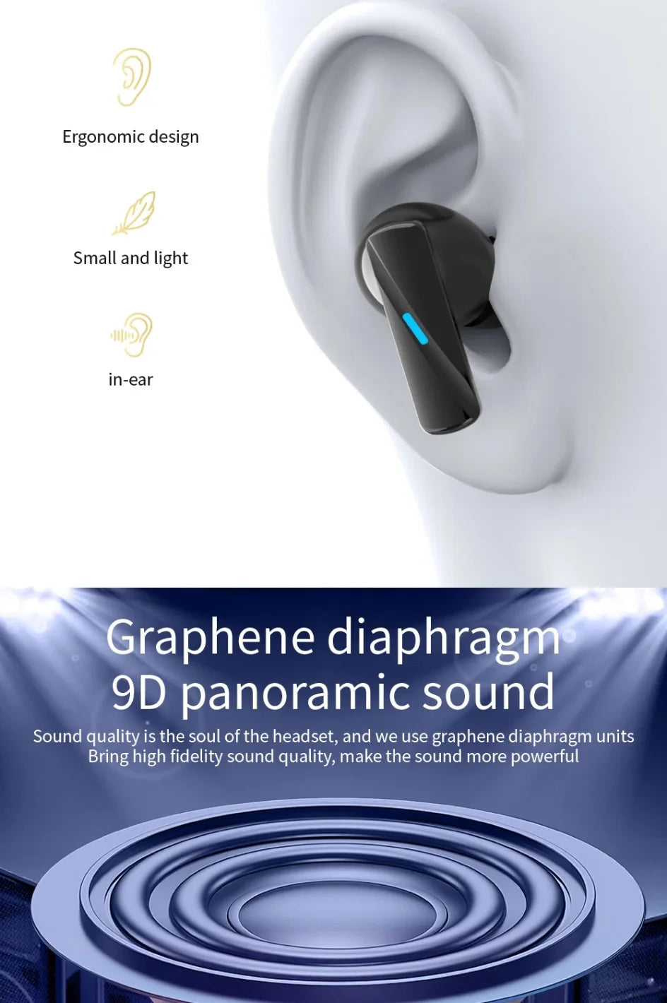 Wireless Noise-Cancelling Bluetooth 5.3 Earbuds – Secure Fit for Workouts