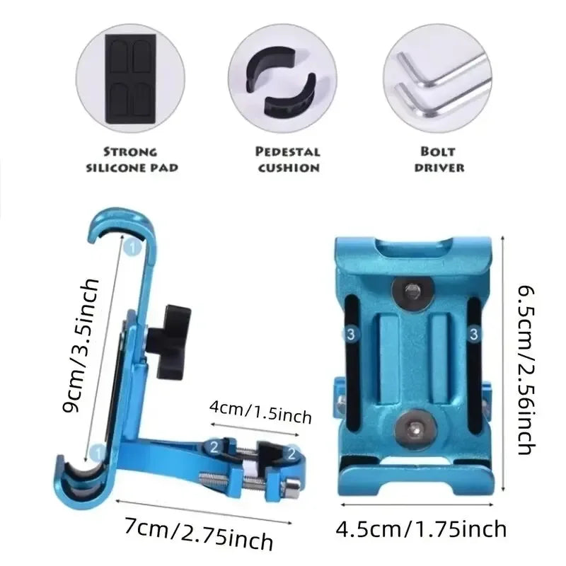 VIKEFON Aluminum Motorcycle Bike Phone Holder – Anti-Slip Universal GPS Mount
