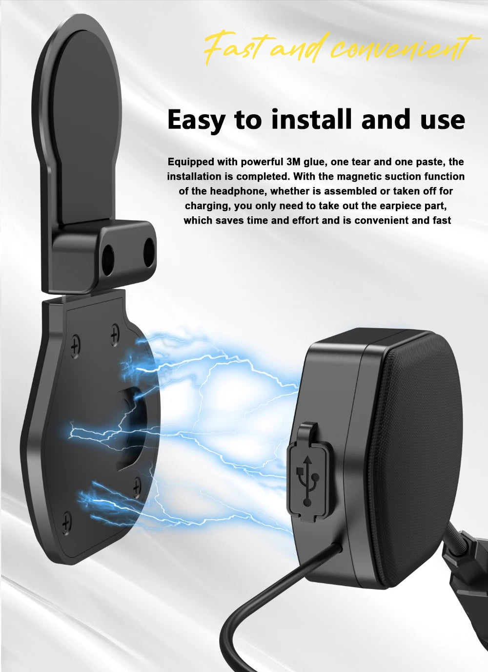 VELEV BT9 Helmet Bluetooth Headset for Motorcyclists | Waterproof 23H Talk Time