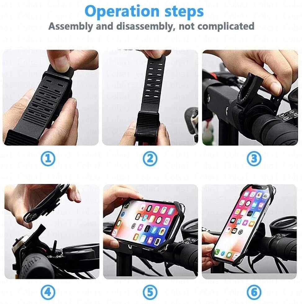 Silicone Bike Phone Mount – Universal Handlebar Holder 4–6.5 Inch
