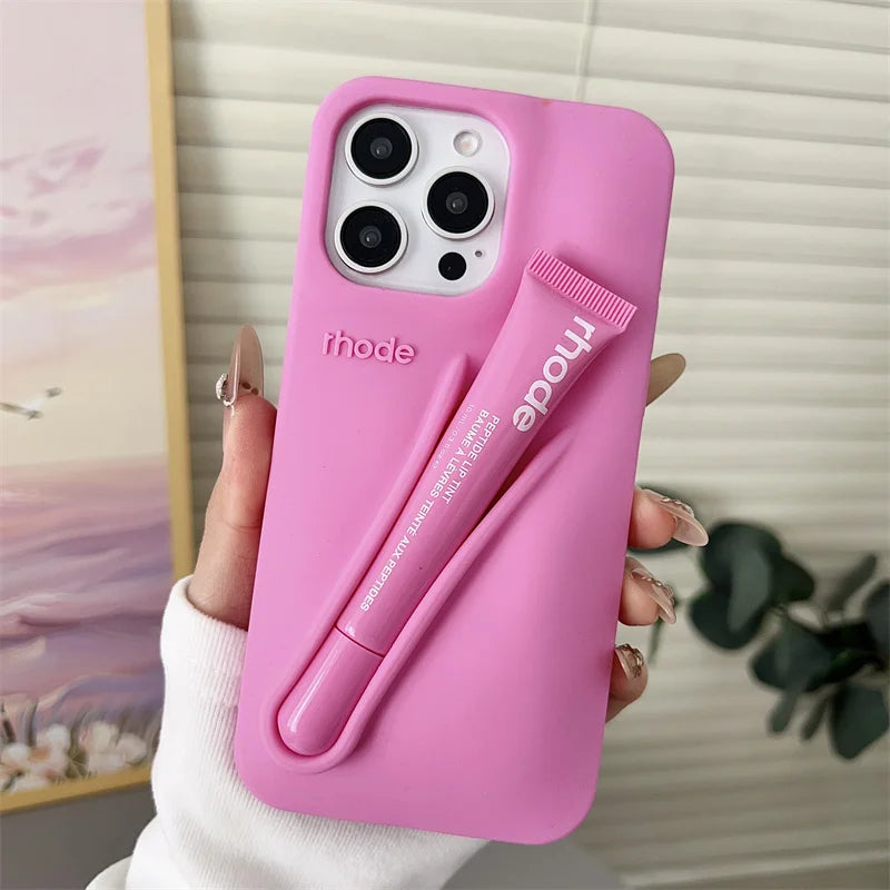 Lemontini Lip Gloss Holder iPhone Case | Rhode-Style Silicone Lipstick Cover iPhone 17–12