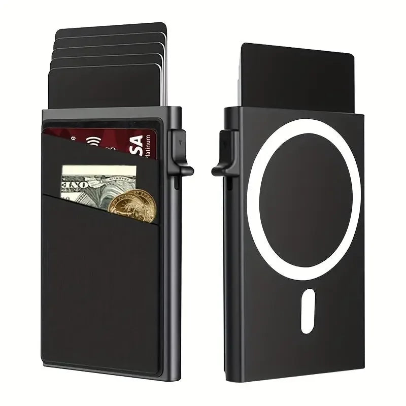 Slim Magnetic Pop-Up Card Holder RFID Blocking Wallet Unisex