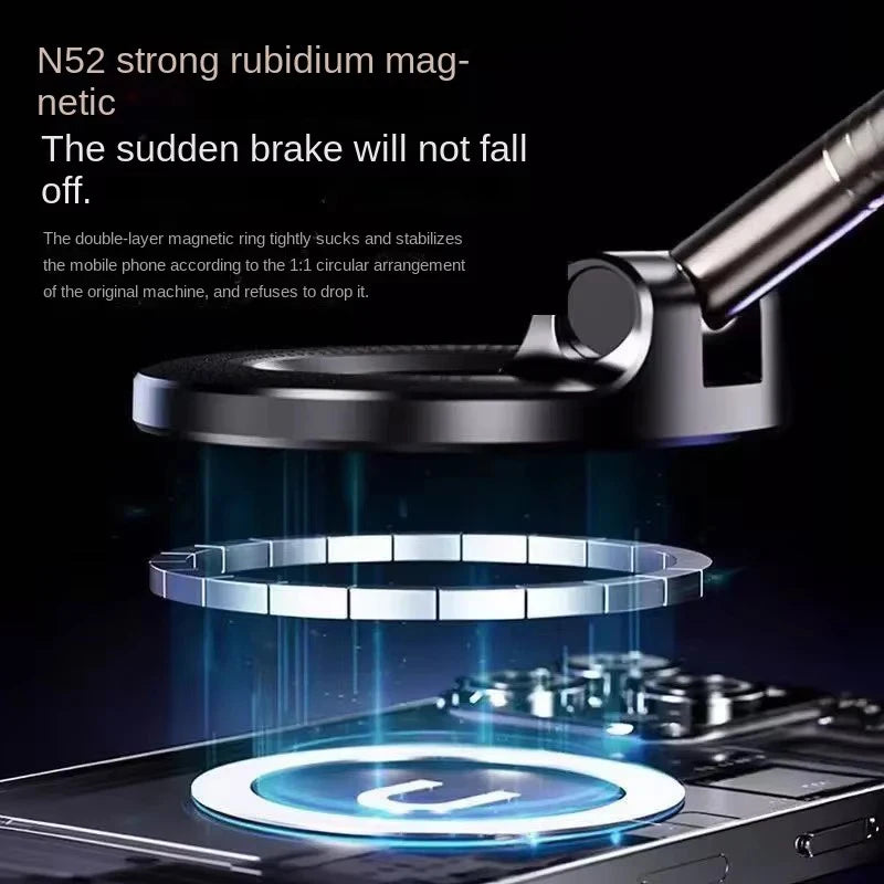 Magnetic Car Phone Holder, Foldable 360 Suction Mount