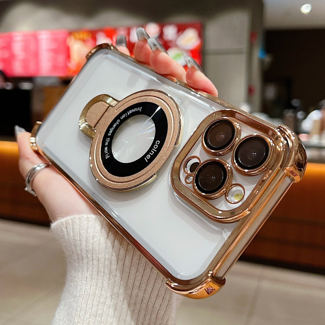 EIENACOCO Magnetic Bracket iPhone Case | MagSafe Ring Kickstand Shockproof | iPhone 17–12 Pro Max