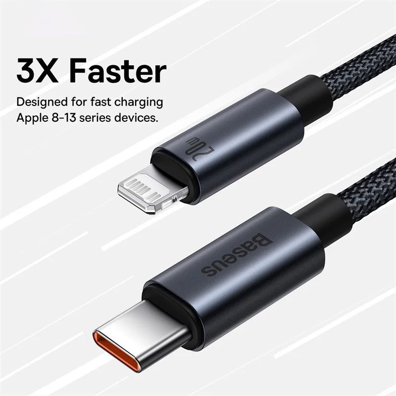 Baseus USB-C to Lightning Cable 3A | 20W PD Fast Charging Braided for iPhone 13 12 11 X XR 8