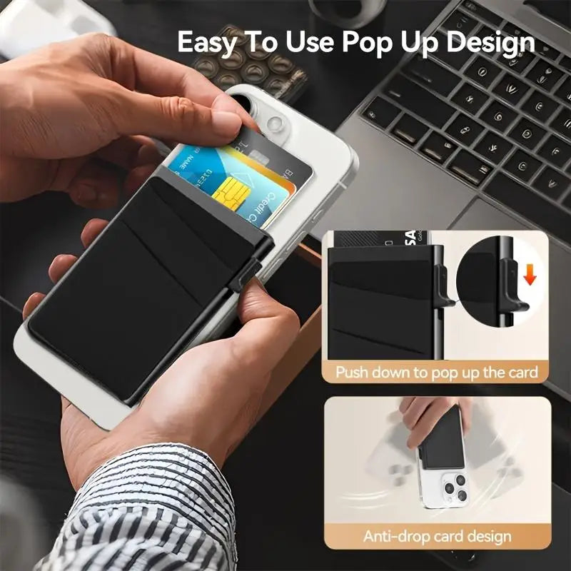 Slim Magnetic Pop-Up Card Holder RFID Blocking Wallet Unisex