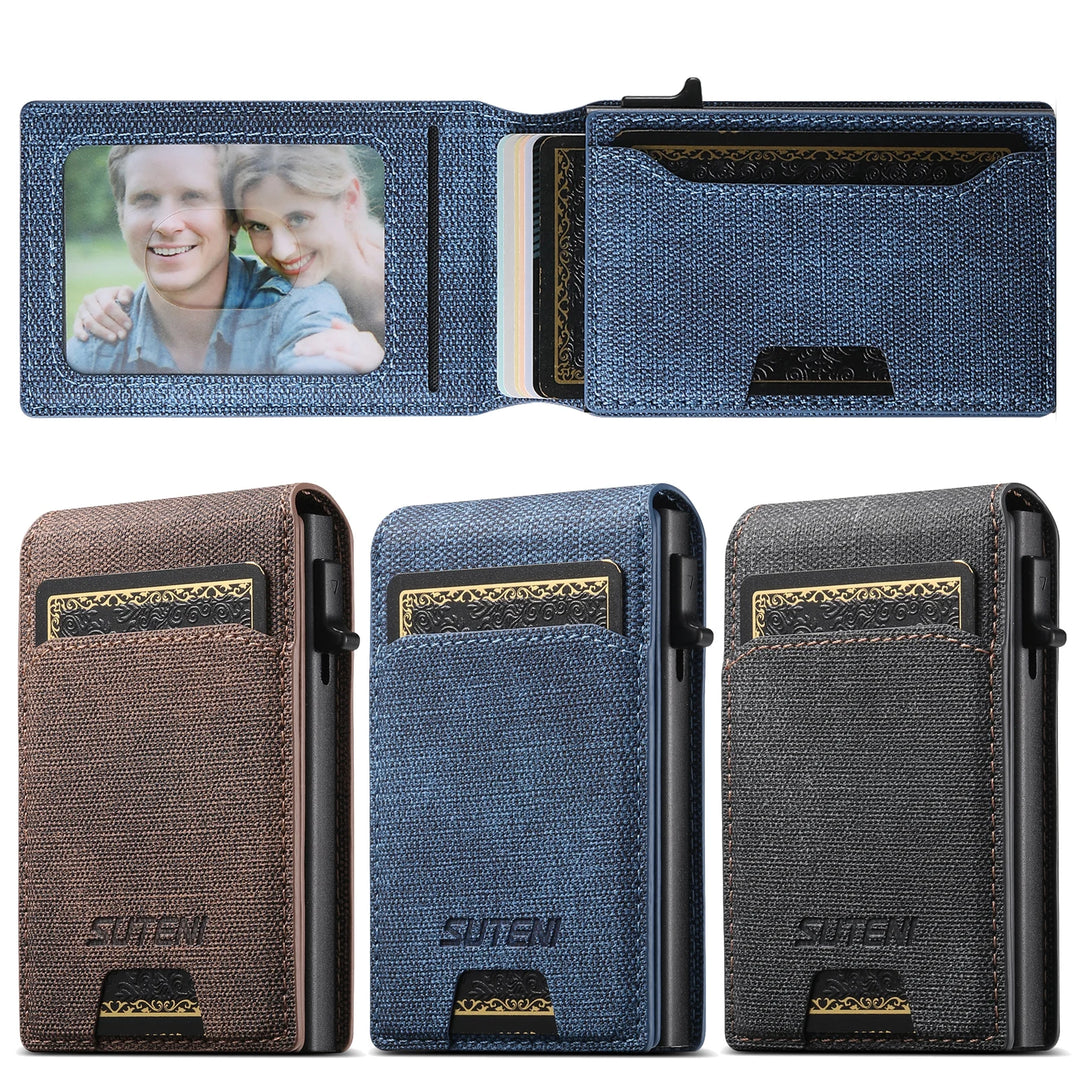 PU Leather Magnetic Card Holder Wallet Kickstand 12-Card