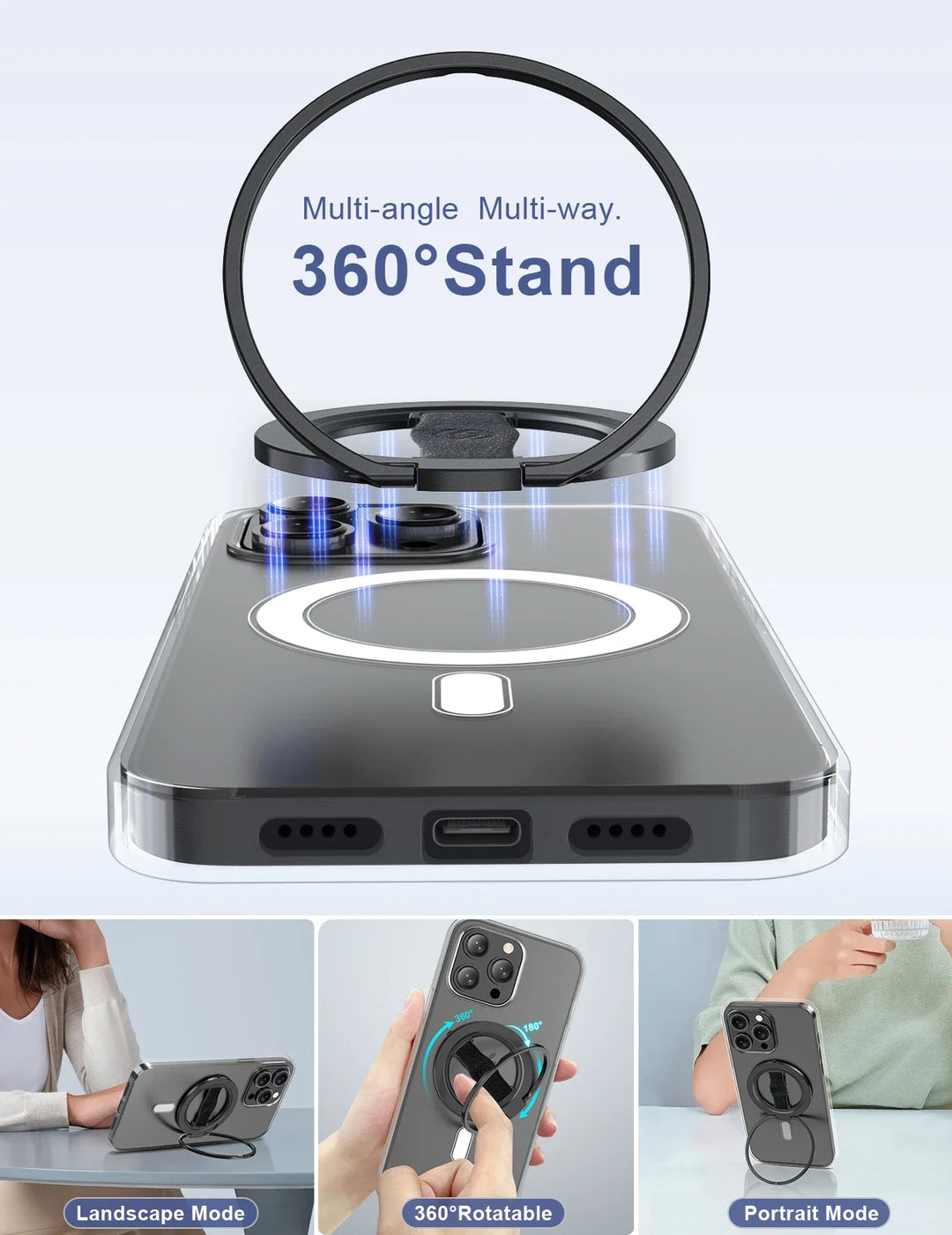 EWA MagOne MagSafe Ring Holder – Magnetic Kickstand for iPhone 16/15/14