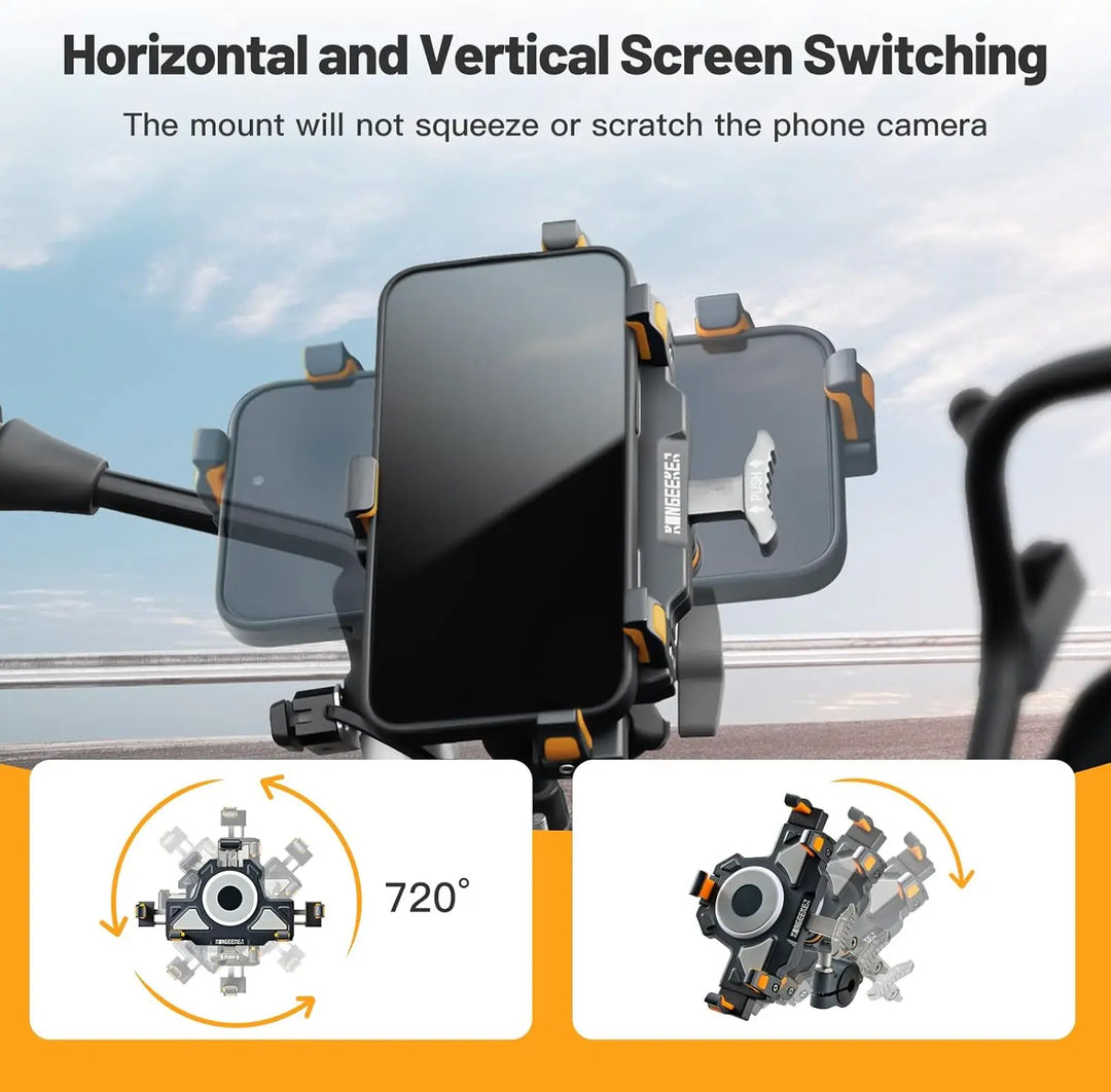 Aluminum Motorcycle Phone Holder Anti-Shake 360° Adjustable Bike GPS Mount