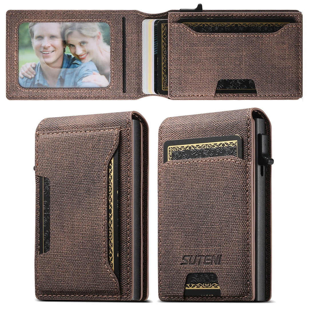 PU Leather Magnetic Card Holder Wallet Kickstand 12-Card