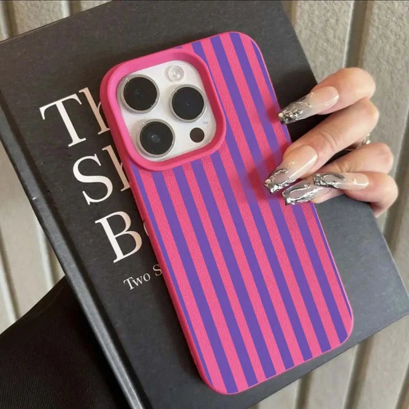 Colorful Striped INS Couple Phone Case for iPhone 17, 16, 15 — iPhone 16 Couple Case