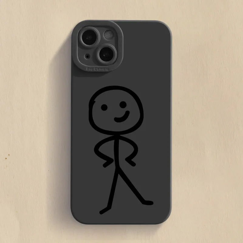 Cartoon Matchman iPhone Case | Funny Cute Matte TPU Shockproof Cover iPhone 15–7 XR XS SE
