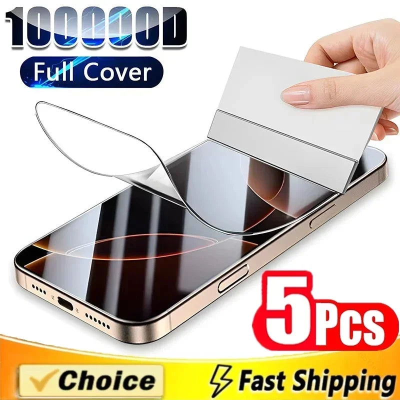 5-Pack Hydrogel Film Screen Protector iPhone 17 16 15 14 13 12 11 X XR XS SE 8 7 6 Pro Max Mini Plus