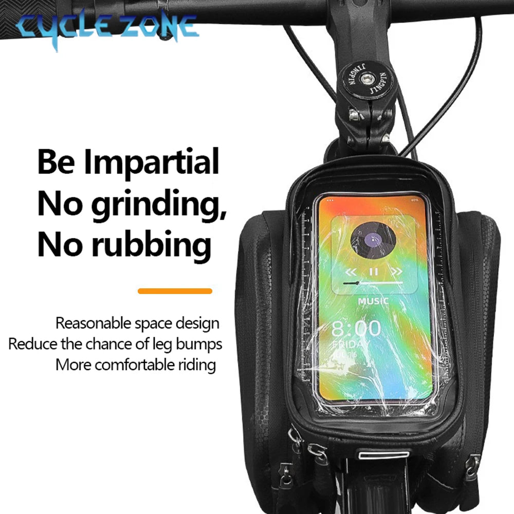 Buy Waterproof Bike Top Tube Bag – Touchscreen Phone Holder for MTB & Road – Best Waterproof Bike Top Tube Bag Phone Holder |